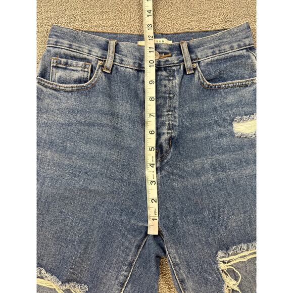 PACSUN Jeans High Rise Straight Button Fly Distressed Medium Wash Denim Size 25 - Picture 7 of 10